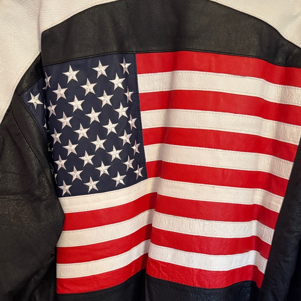 Michael Hoban Wheremi USA Men's Black and White Leather Jacket XL - Picture 4 of 11